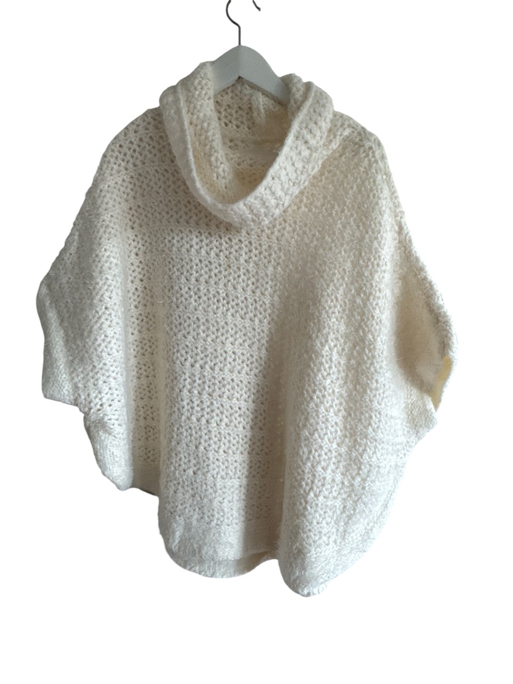 Lou & Grey Cream Open Knit Cowl Sweater Poncho